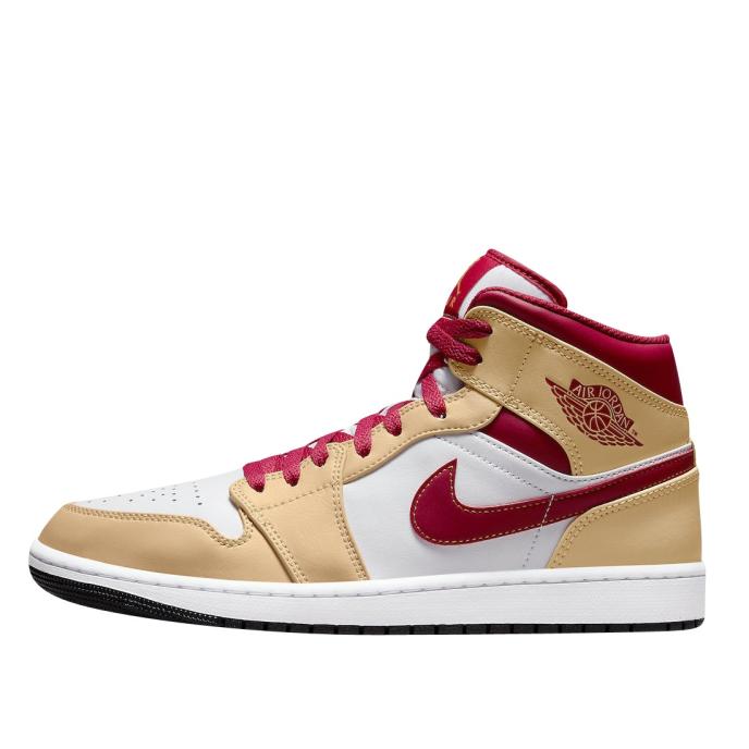 Jordan 1 Mid 'Light Curry Cardinal Red' (554724-201)